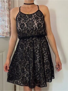 Black Floral Lace Tank Dress - Elegant Sleeveless Fit